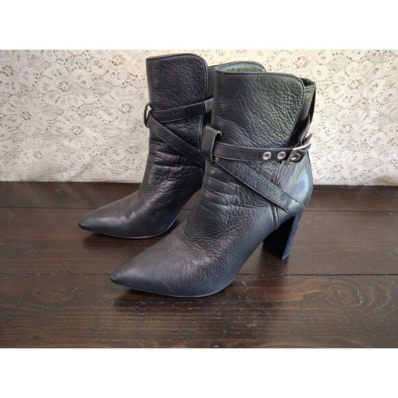 EUC Paige Camille Black Leather Pointed Toe Boot with Buckle/Sz. 7.5 - Picture 3 of 11